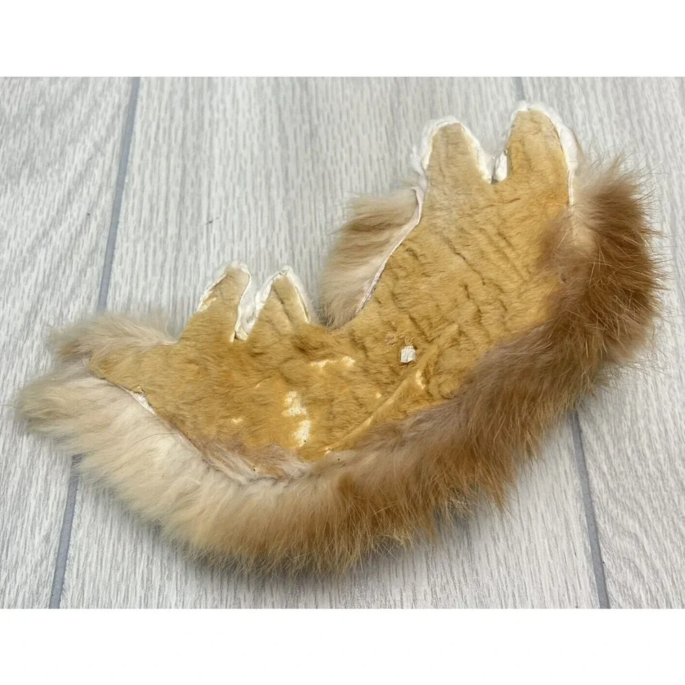 Vintage Realistic Furry Cat Figurine‎ Tan and White Sleeping Cat Soft